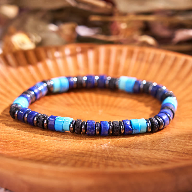 6mm Hematite Turquoise Lava Rock Spiritual Bracelet