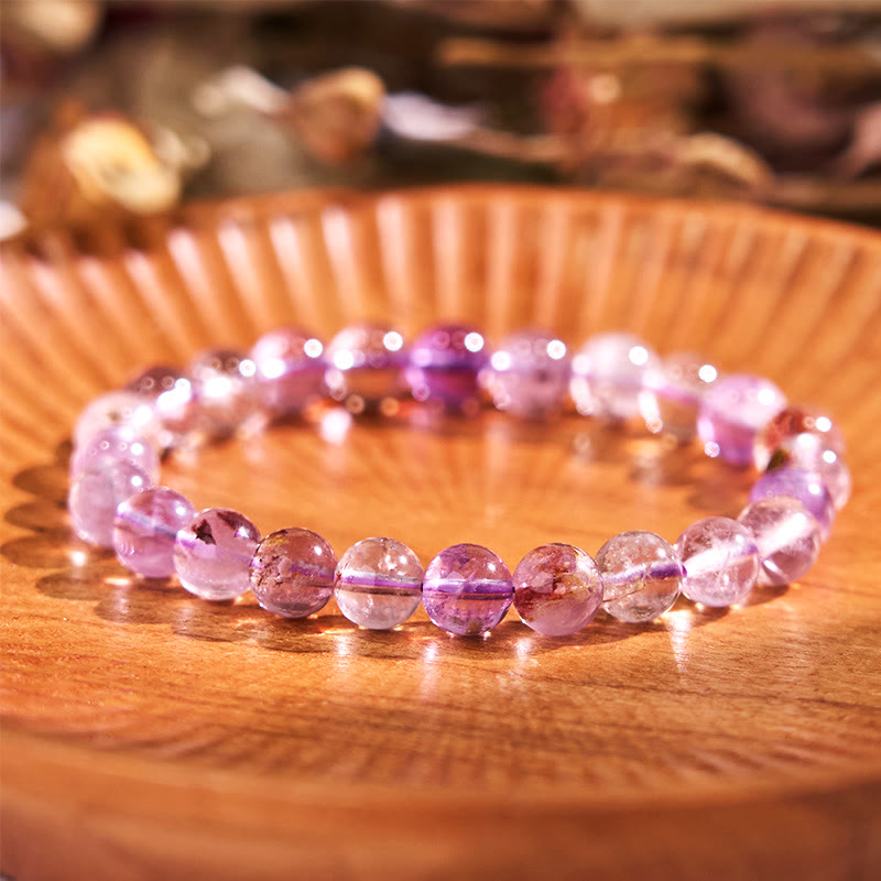 8mm Purple Phantom Amethyst Bracelet for Love and Wisdom