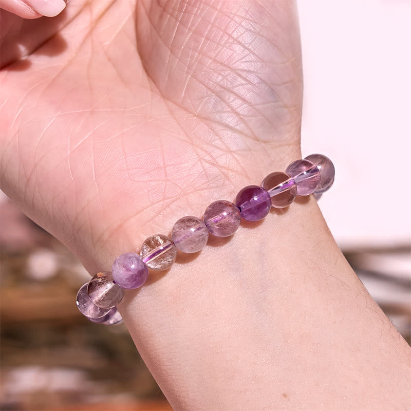8mm Purple Phantom Amethyst Bracelet for Love and Wisdom