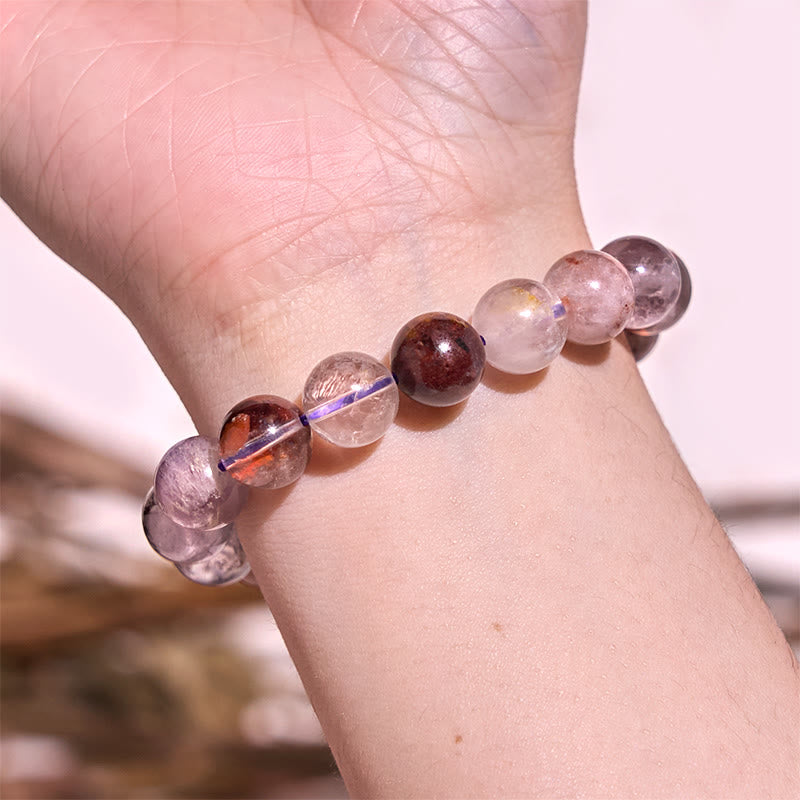 8mm Purple Phantom Amethyst Bracelet for Love and Wisdom