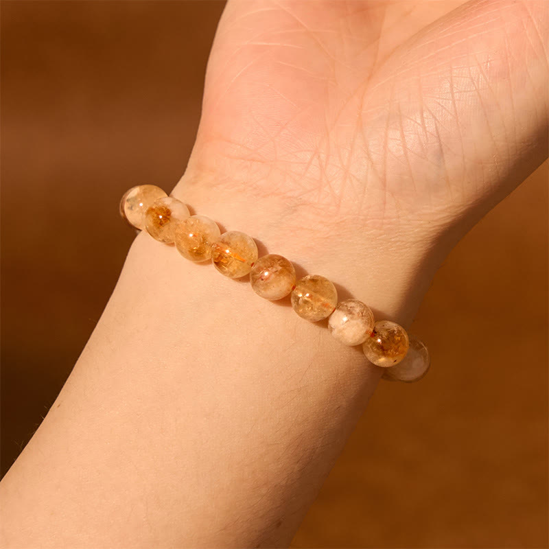 6mm Natural Citrine Snowflake Bracelet for Prosperity