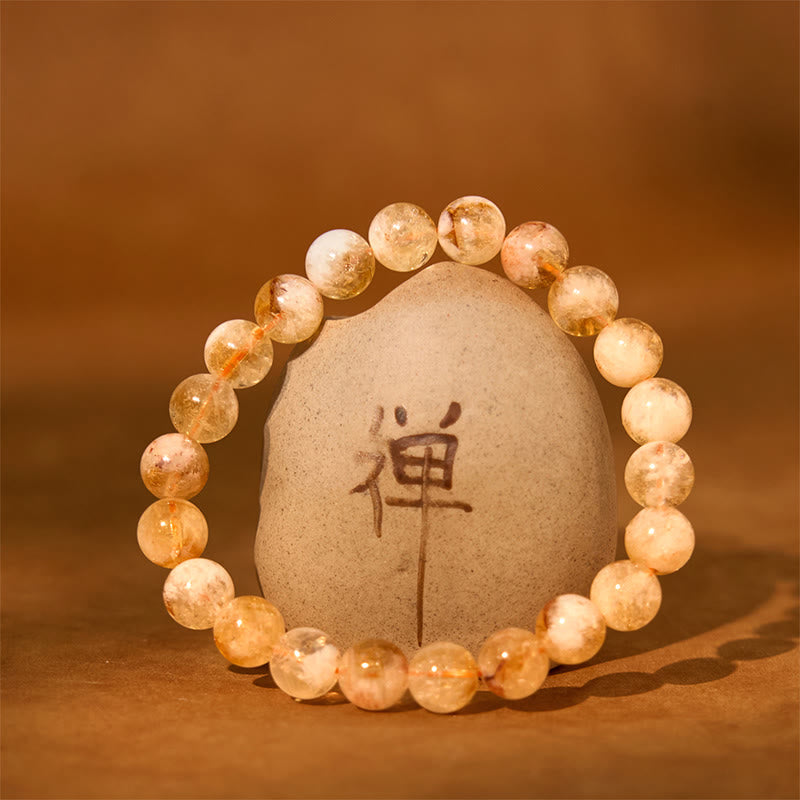 6mm Natural Citrine Snowflake Bracelet for Prosperity