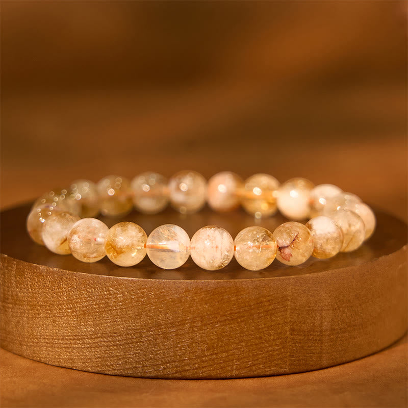 6mm Natural Citrine Snowflake Bracelet for Prosperity
