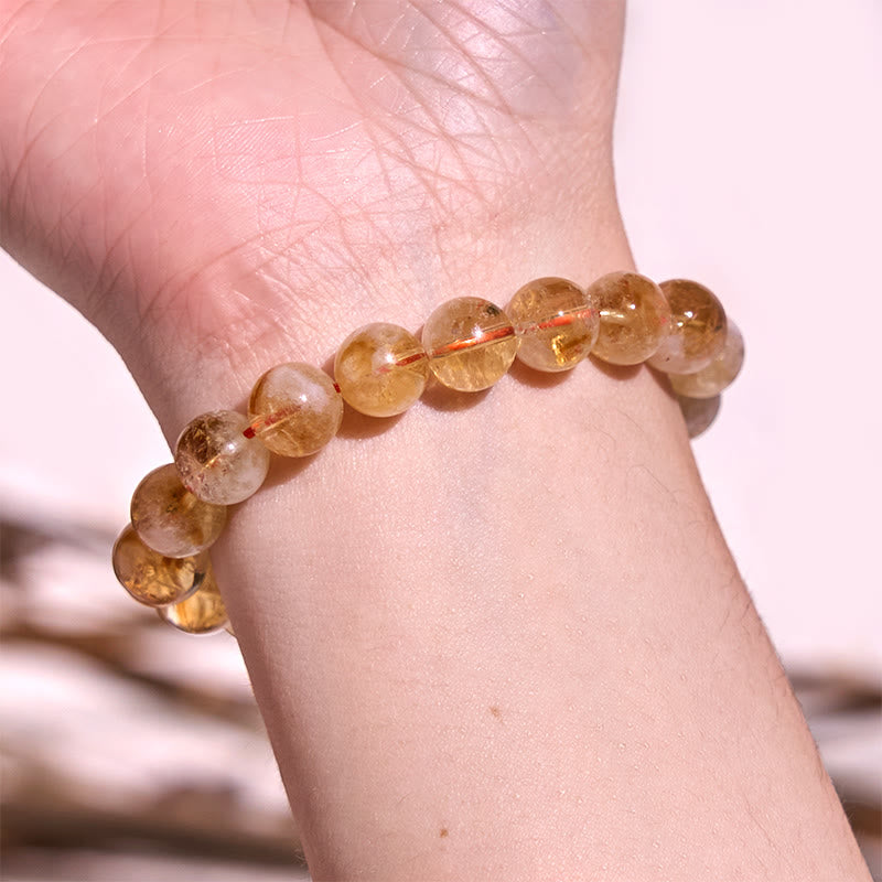 6mm Natural Citrine Snowflake Bracelet for Prosperity