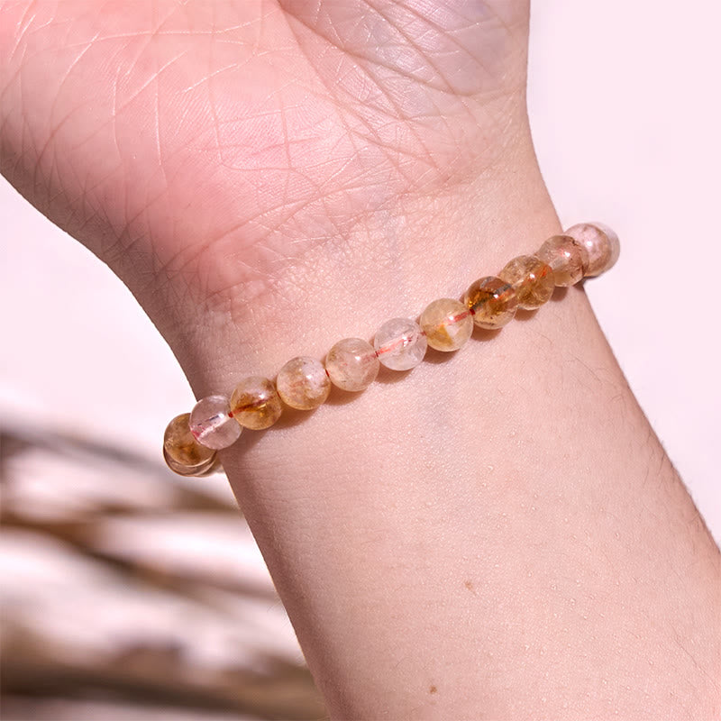 6mm Natural Citrine Snowflake Bracelet for Prosperity