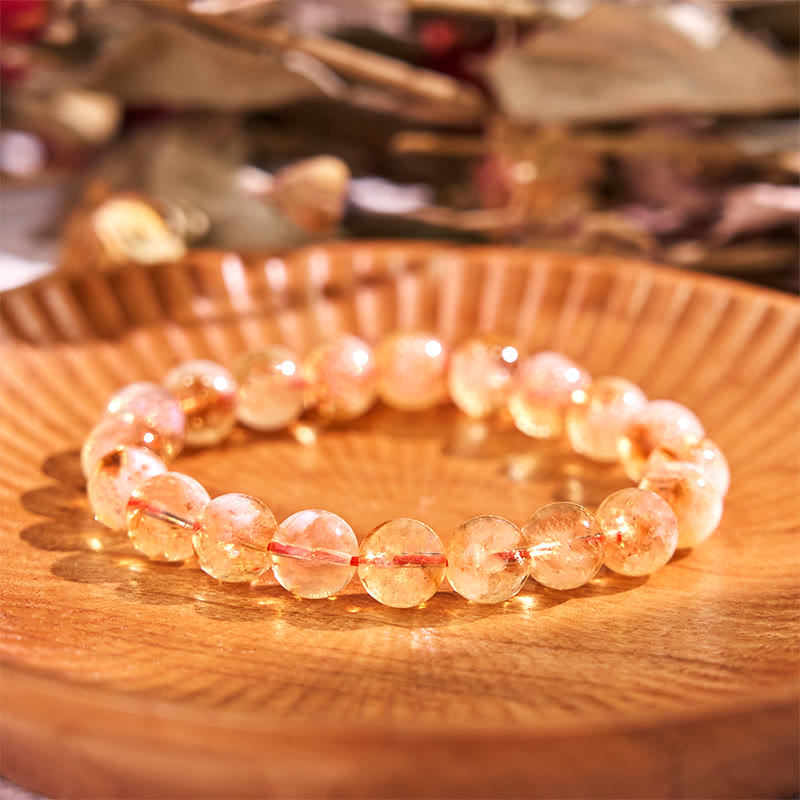 8mm Citrine Snowflake Prosperity Bracelet for Women