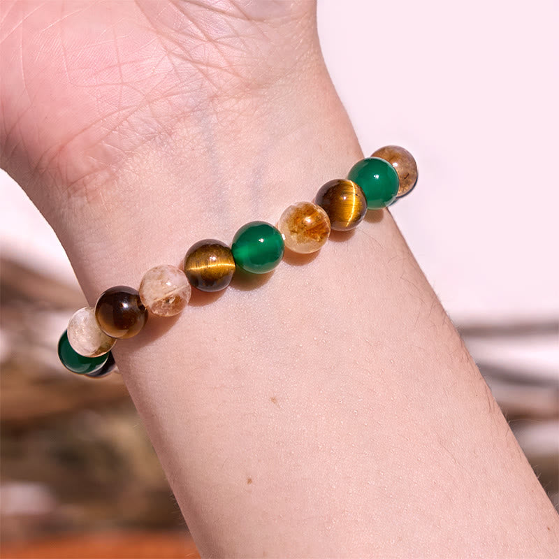 8mm Tiger Eye Citrine Green Agate Protection Bracelet