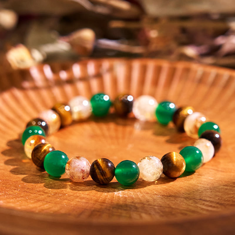 8mm Tiger Eye Green Agate Citrine Protection Bracelet