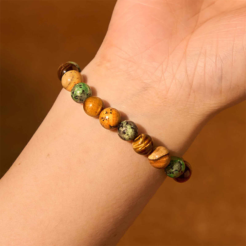 8mm Picture Jasper Turquoise Tiger Eye Protection Bracelet