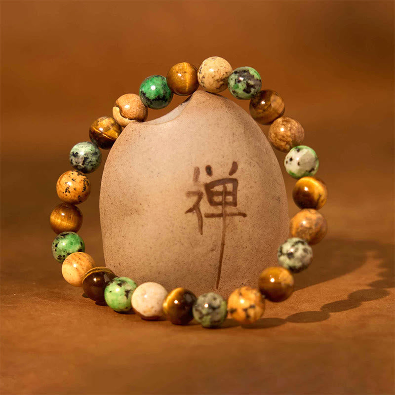 8mm Picture Jasper Turquoise Tiger Eye Protection Bracelet