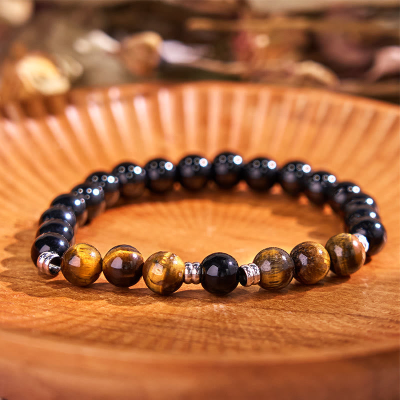 Tiger Eye and Hematite Protection Bracelet Set 8mm