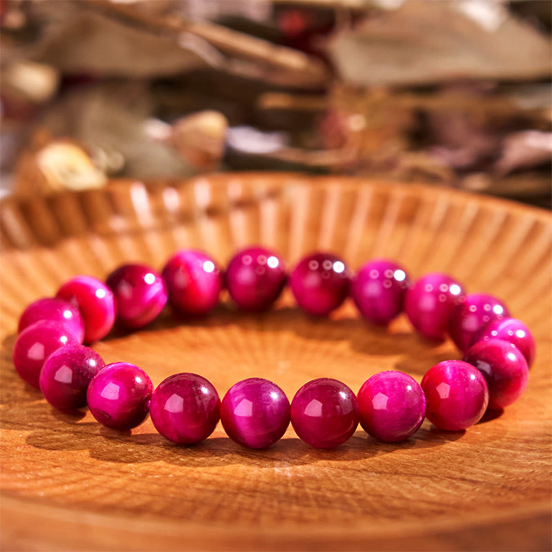 12mm Red Tiger Eye Calm Bracelet for Balance