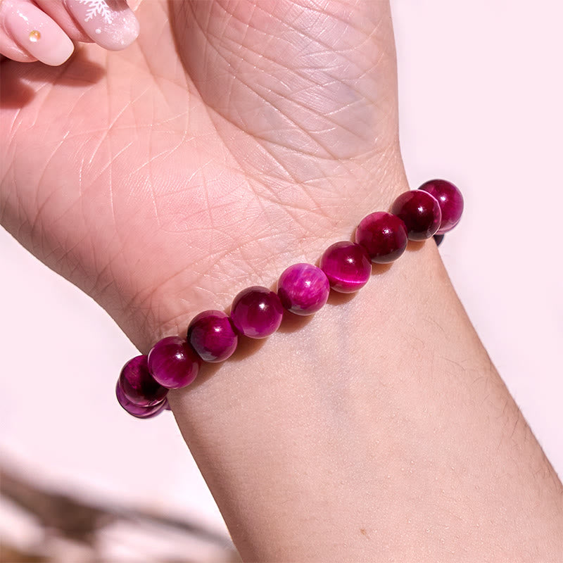 12mm Red Tiger Eye Calm Bracelet for Balance