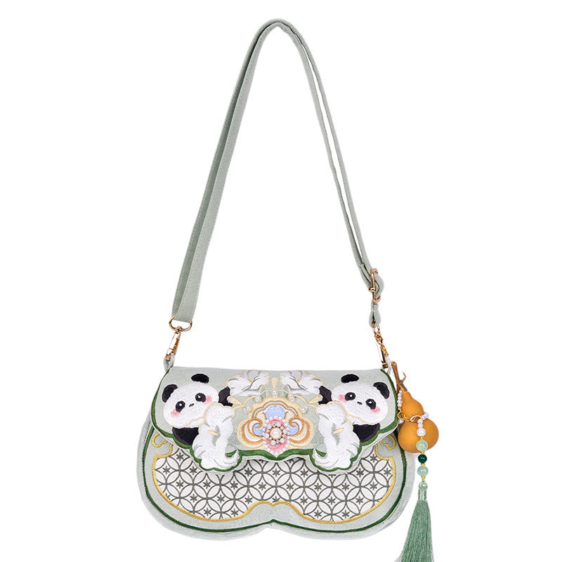 Aquamarine Panda Gourd Pendant Yoga Bag with Adjustable Strap
