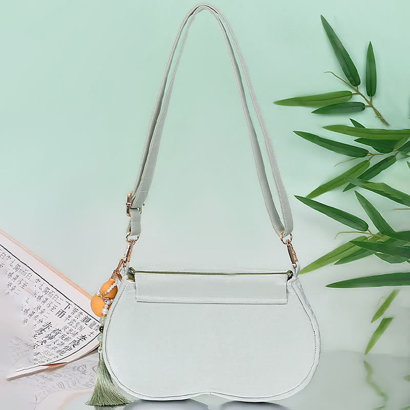 Aquamarine Panda Gourd Pendant Yoga Bag with Adjustable Strap