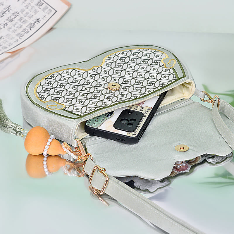 Aquamarine Panda Gourd Pendant Yoga Bag with Adjustable Strap