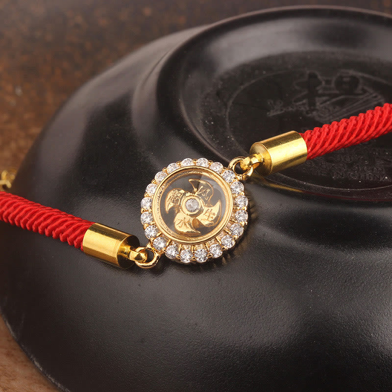 Rotatable Windmill Red String Copper Feng Shui Bracelet for Protection