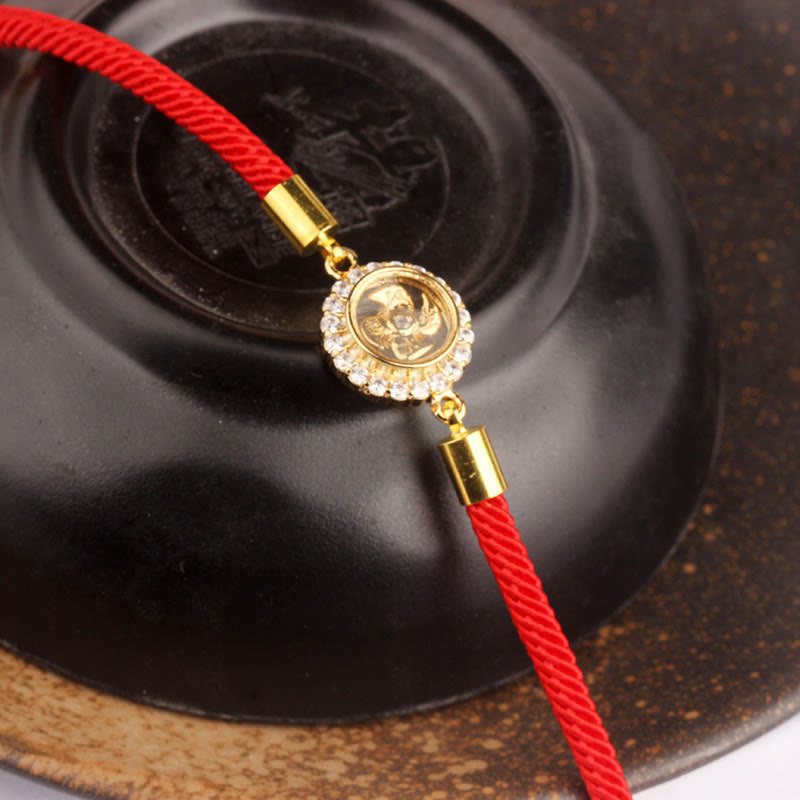 Rotatable Windmill Red String Copper Feng Shui Bracelet for Protection