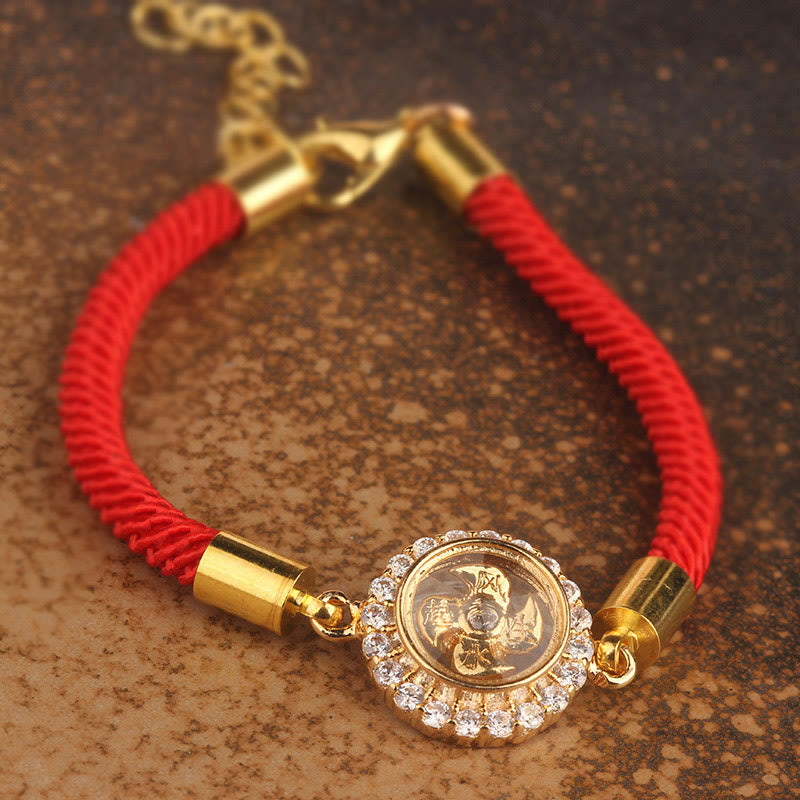 Rotatable Windmill Red String Copper Feng Shui Bracelet for Protection
