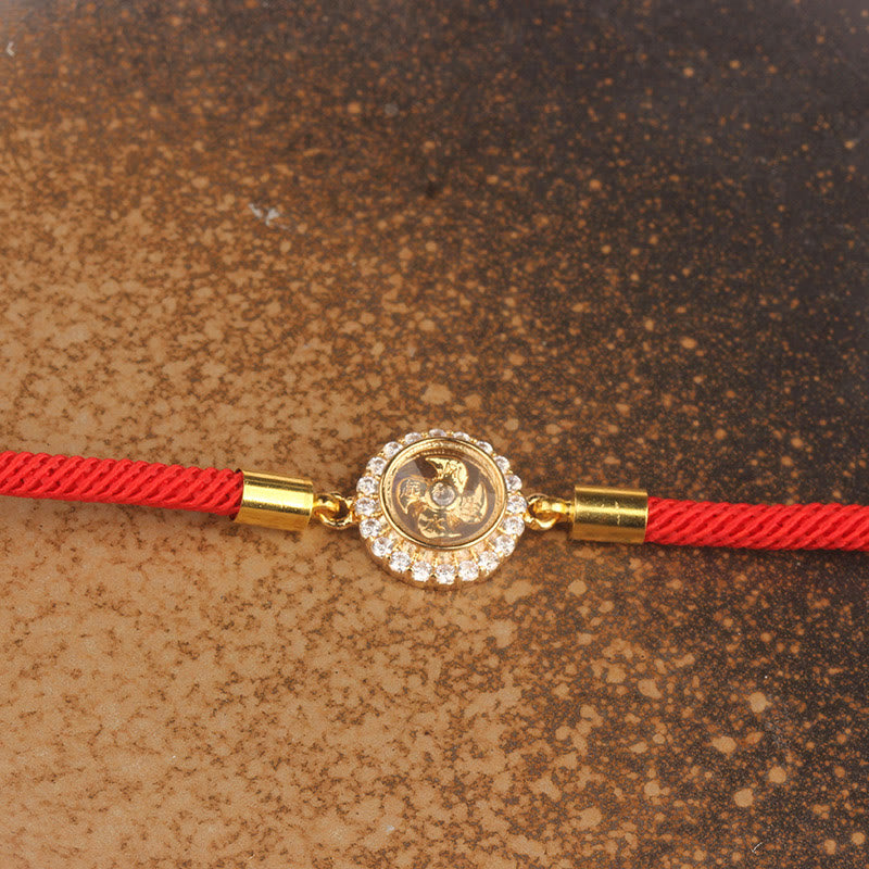 Rotatable Windmill Red String Copper Feng Shui Bracelet for Protection