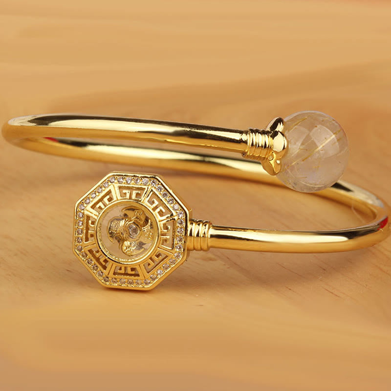 Adjustable Rutilated Quartz Windmill Courage Bracelet