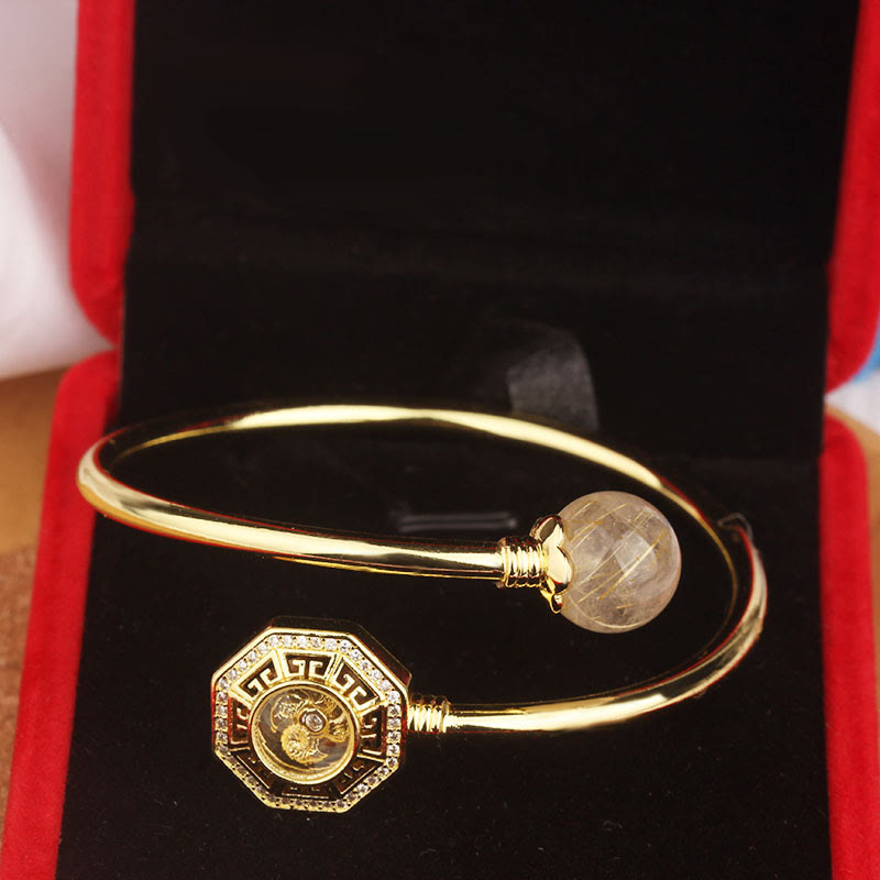 Adjustable Rutilated Quartz Windmill Courage Bracelet