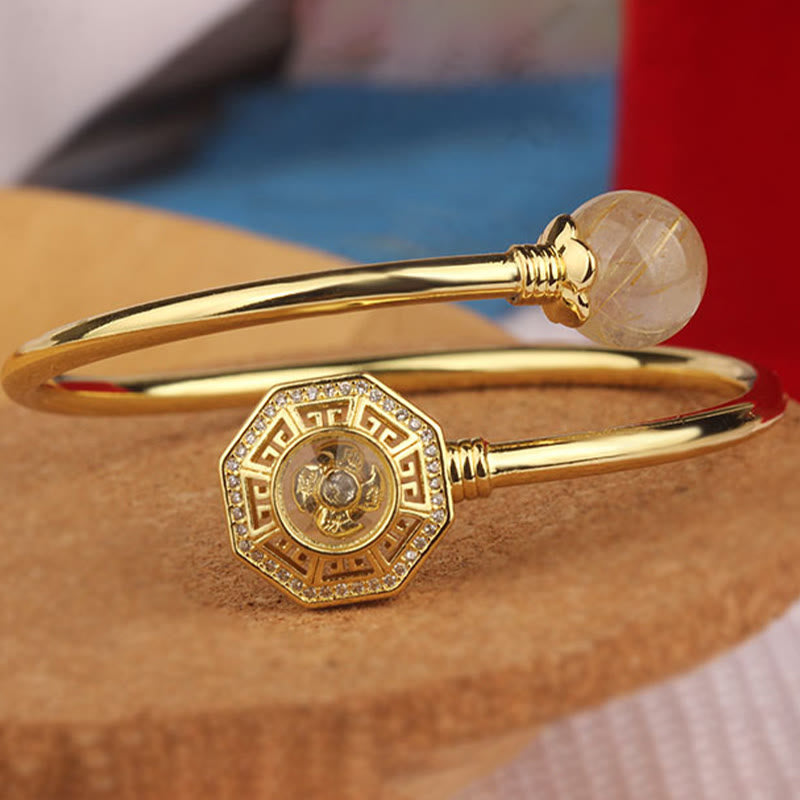 Adjustable Rutilated Quartz Windmill Courage Bracelet