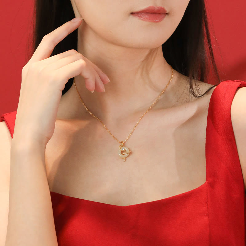 Hetian Jade Peace Buckle Necklace for Year of the Snake Luck