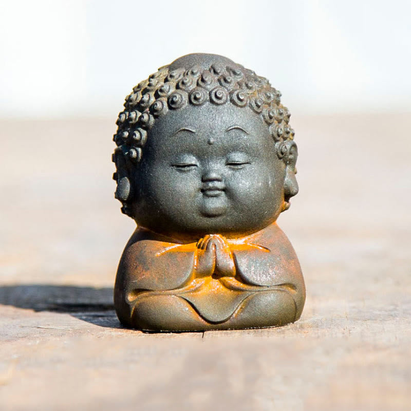 Small Standing Buddha Statue 7.5cm Iron Resin Decoration