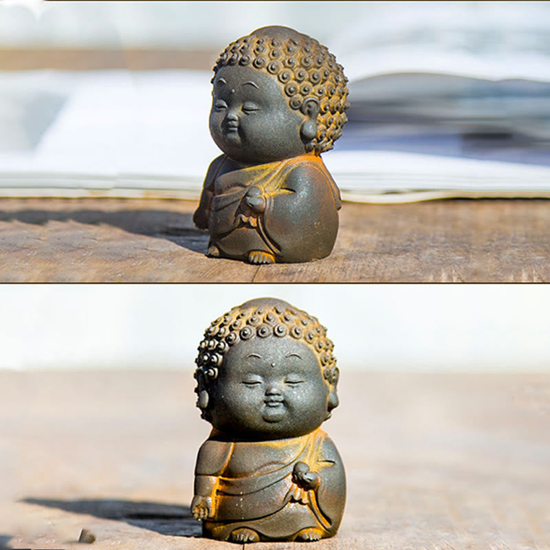Small Standing Buddha Statue 7.5cm Iron Resin Decoration