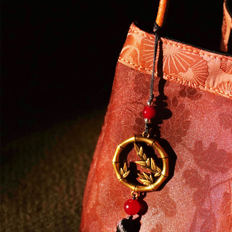 Embroidered Xiangyunsha Silk Shoulder Bag with Bamboo & Plum Flowers