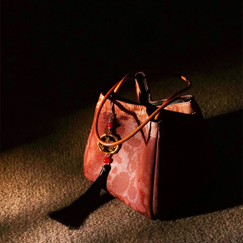 Embroidered Xiangyunsha Silk Shoulder Bag with Bamboo & Plum Flowers