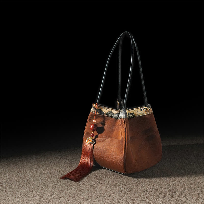 Mulberry & Xiangyunsha Silk Embroidered Spiritual Shoulder Bag