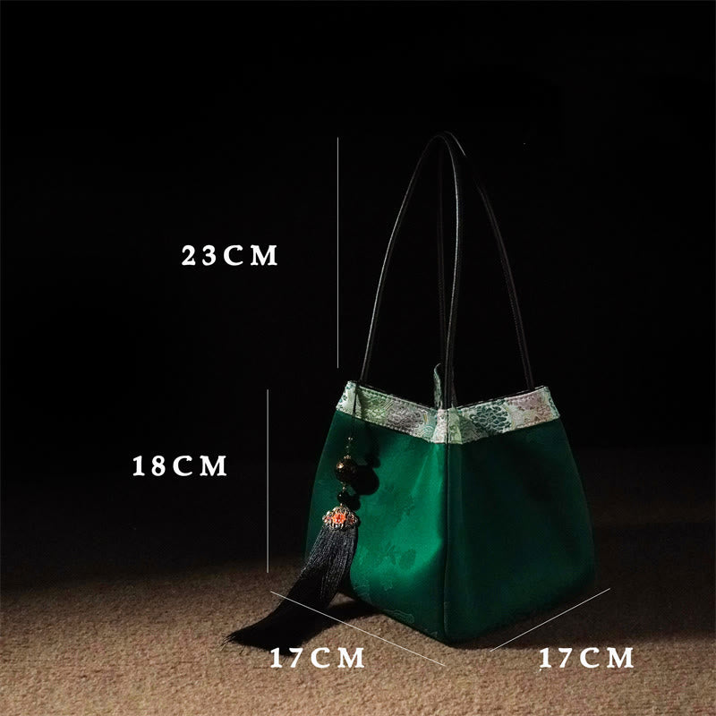 Mulberry & Xiangyunsha Silk Embroidered Spiritual Shoulder Bag