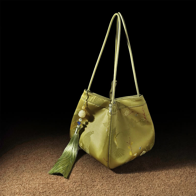 Mulberry & Xiangyunsha Silk Embroidered Spiritual Shoulder Bag