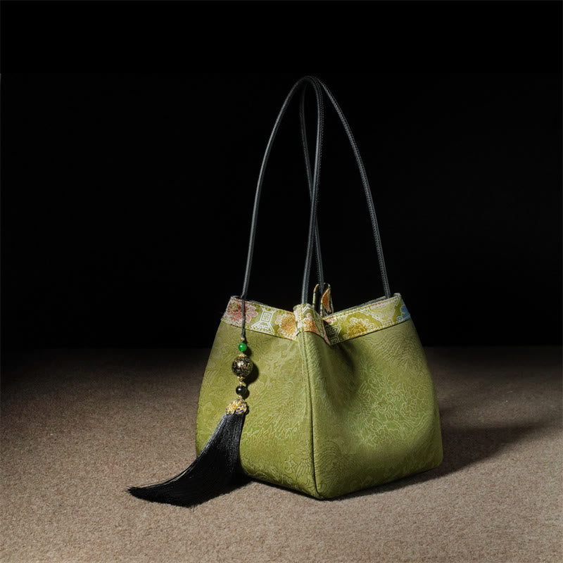 Mulberry & Xiangyunsha Silk Embroidered Spiritual Shoulder Bag