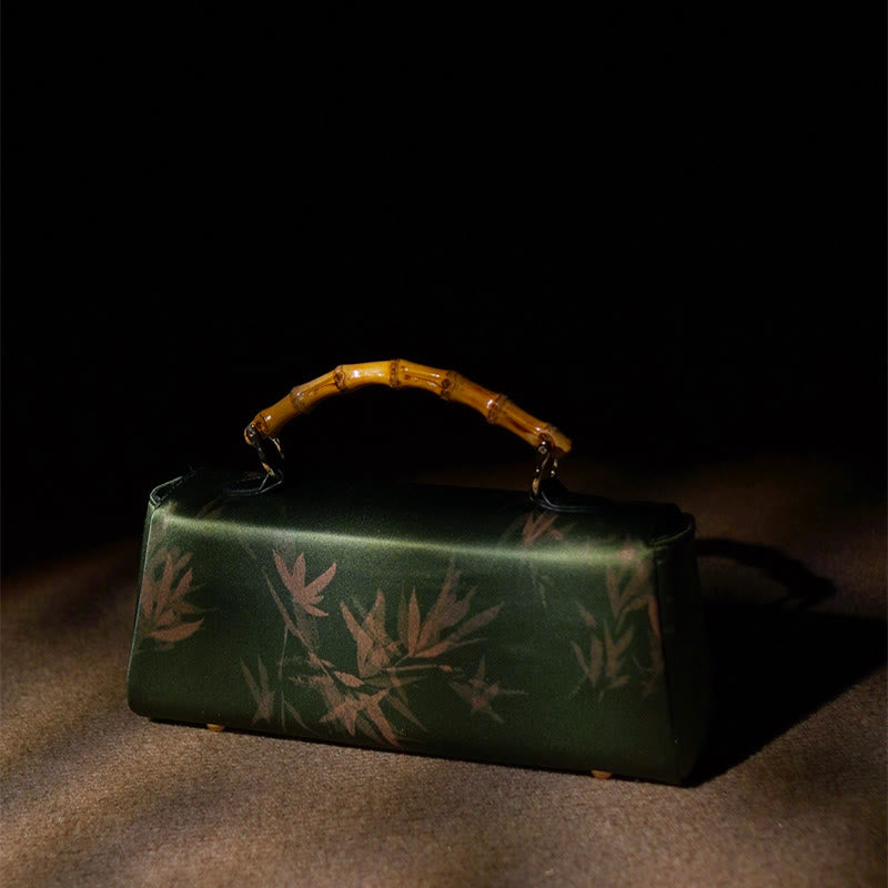 Green Bamboo Leaves Handbag with Metal Chain | Spiritual Accessory