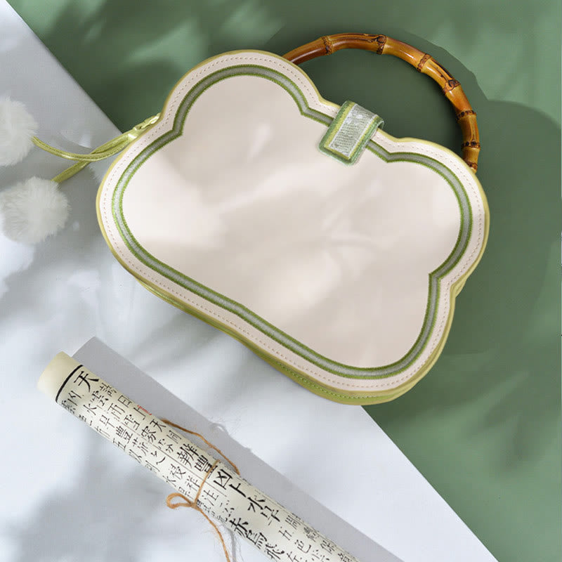 Panda Bamboo Embroidery Pearl Chain Crossbody Bag 19.5cm