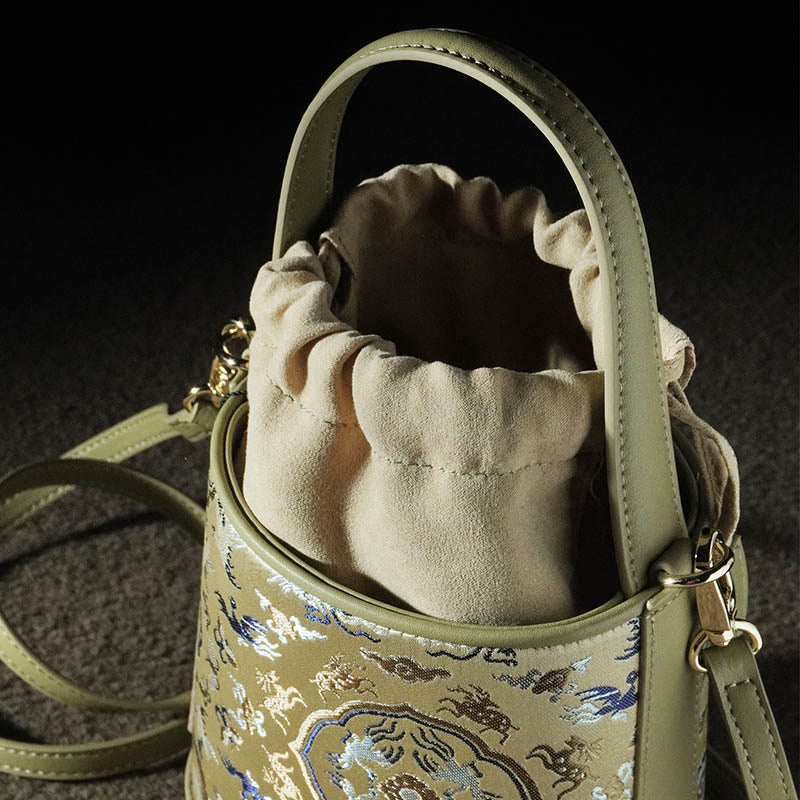 Song Brocade Crane Deer Crossbody Bag for Spiritual Harmony