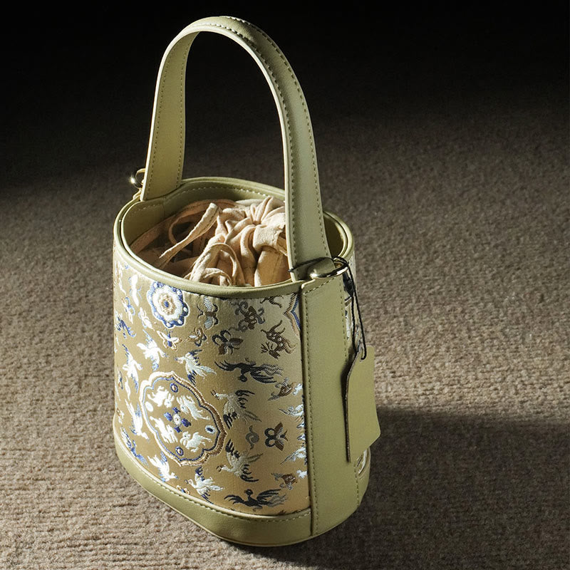 Song Brocade Crane Deer Crossbody Bag for Spiritual Harmony