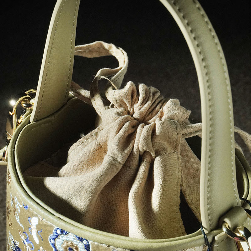 Song Brocade Crane Deer Crossbody Bag for Spiritual Harmony