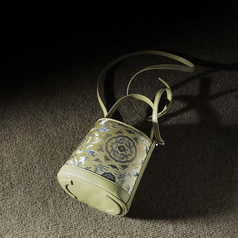 Song Brocade Crane Deer Crossbody Bag for Spiritual Harmony