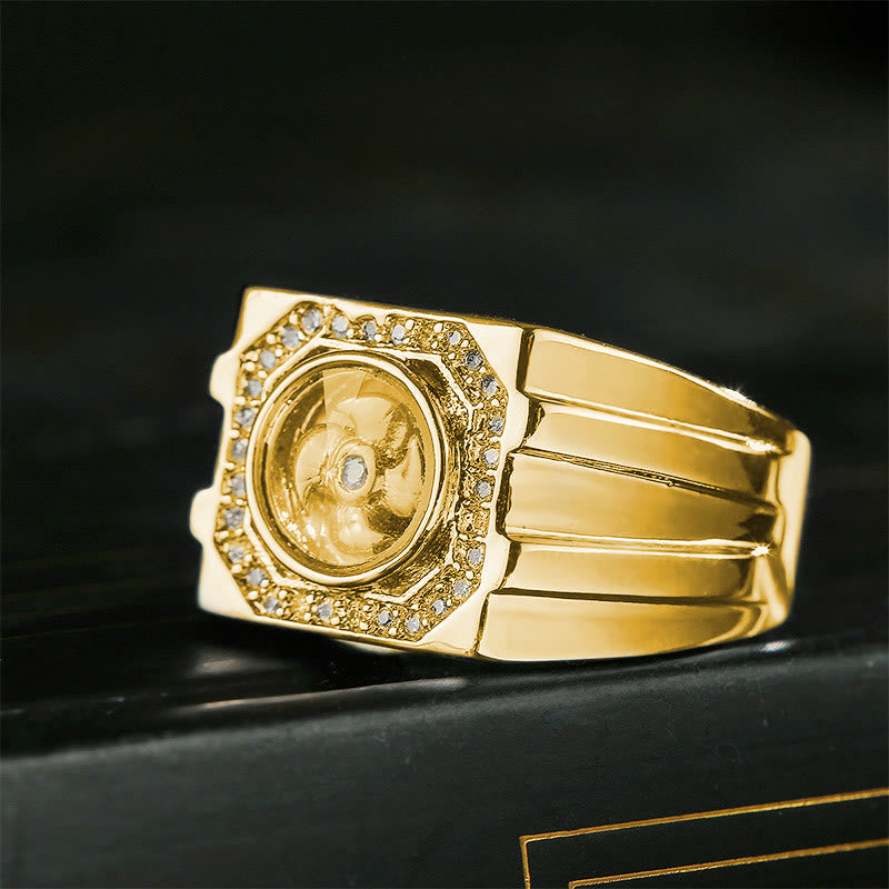 Gold Plated Copper Windmill Spiritual Healing Ring US8