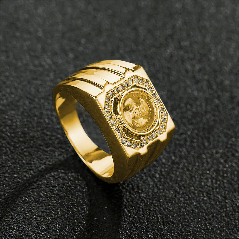Gold Plated Copper Windmill Spiritual Healing Ring US8