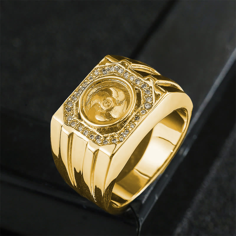 Gold Plated Copper Windmill Spiritual Healing Ring US8