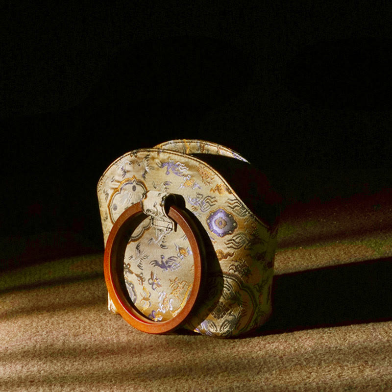 Crane Deer Wood Handle Spiritual Handbag 19cm for Harmony