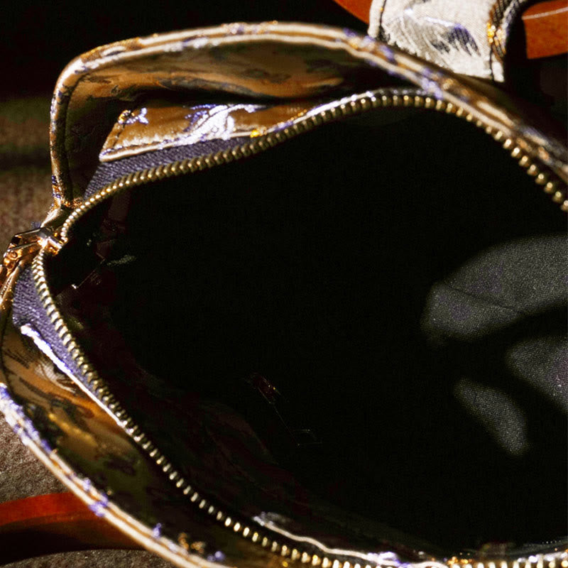 Crane Deer Wood Handle Spiritual Handbag 19cm for Harmony