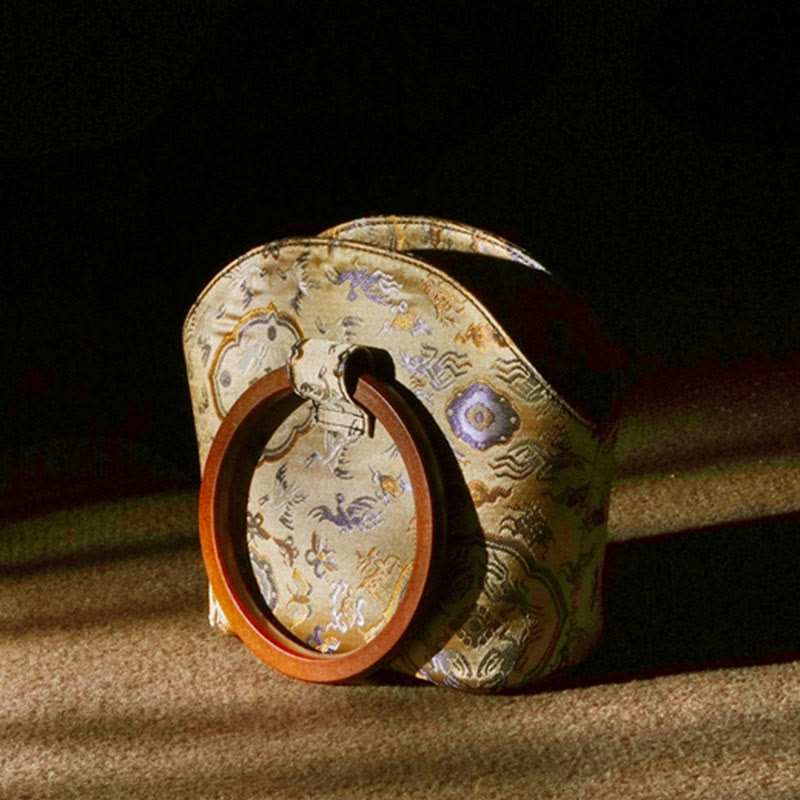 Crane Deer Wood Handle Spiritual Handbag 19cm for Harmony