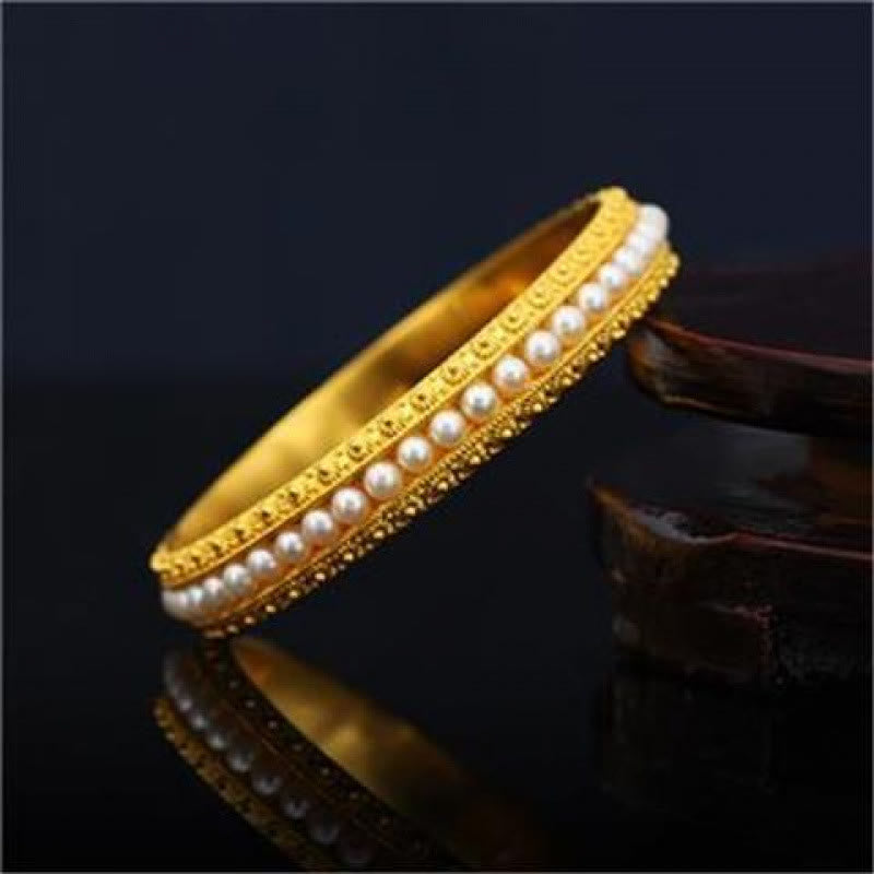 56mm Copper Pearl Healing Cuff Bracelet