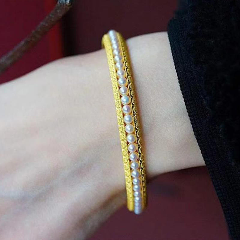 56mm Copper Pearl Healing Cuff Bracelet